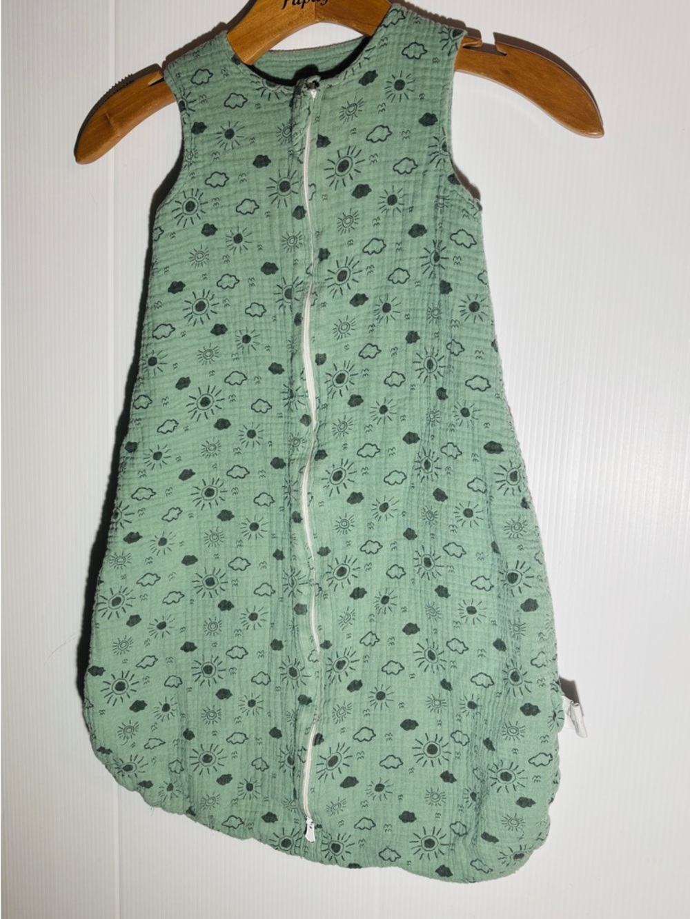 Mexx Mint Green Sun & Cloud Sleeveless Sleep Sack with Front Zipper 100% cotton